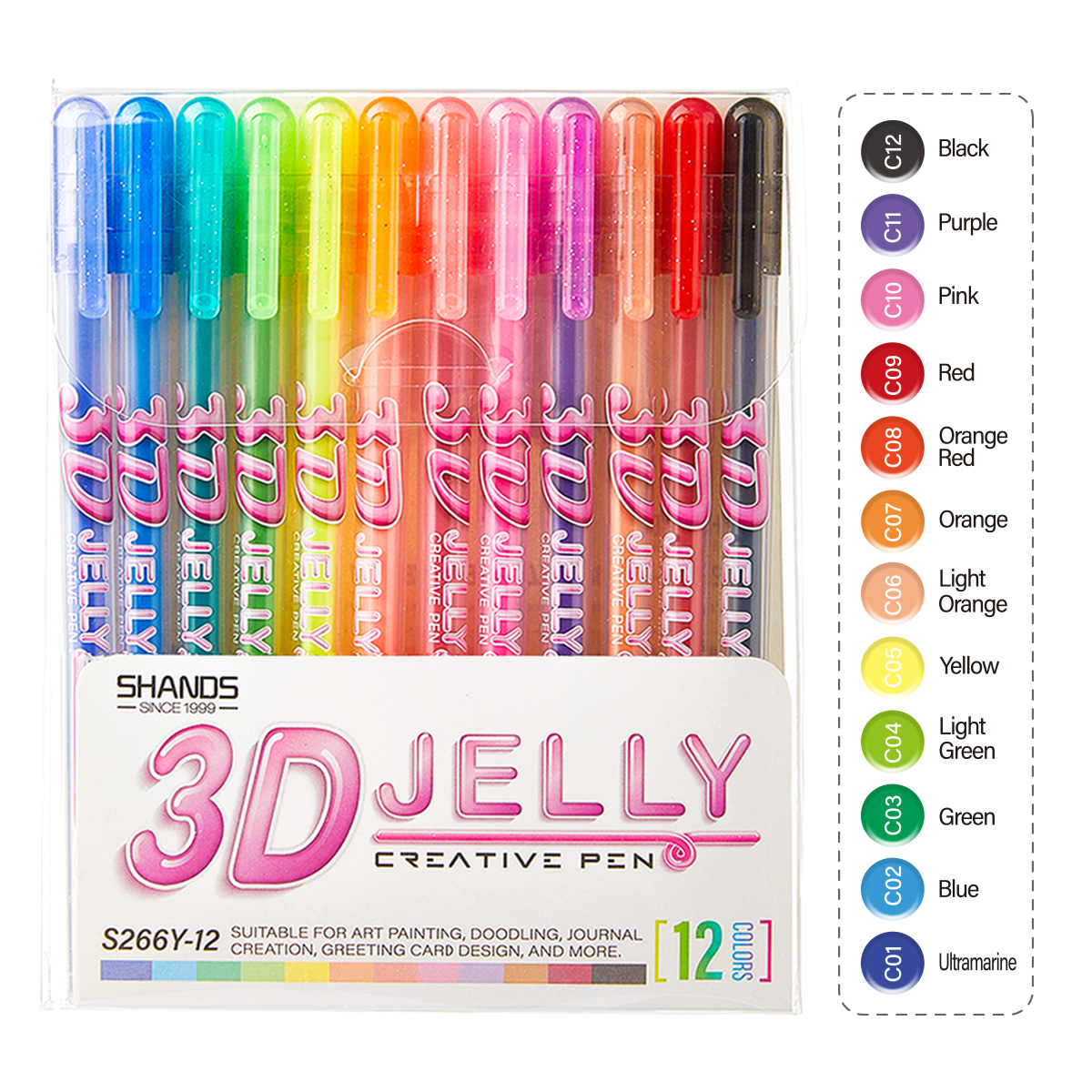 Chalk Bag - SHANDS 12PCS Zestaw długopisów żelowych 3D,